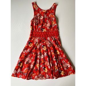 Red Free People Size 0 Fitted with Daisies Dress